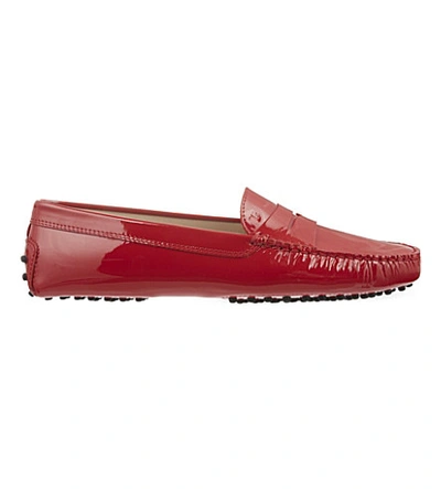Shop Tod's Patent Leather Mocassino Loafers In Red