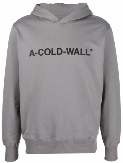 Shop A-cold-wall* Logo Pullover Hoodie In Grau