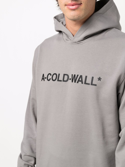 Shop A-cold-wall* Logo Pullover Hoodie In Grau