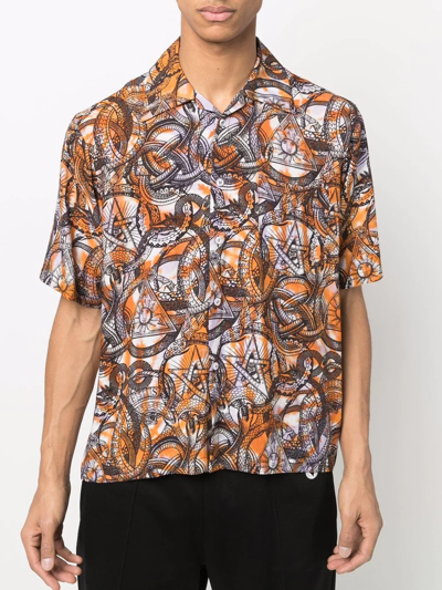 Shop Aries Graphic Print Shirt In Orange