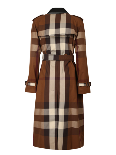 Shop Burberry Check Trench In Brown