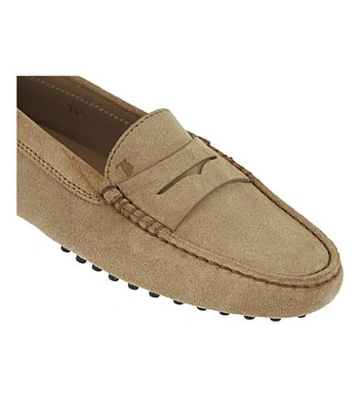 Shop Tod's Mocassino Suede Loafers In Taupe