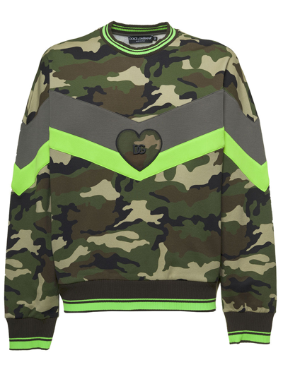 Shop Dolce & Gabbana Camouflage Jersey Sweatshirt With Dg Logo In Multicolor