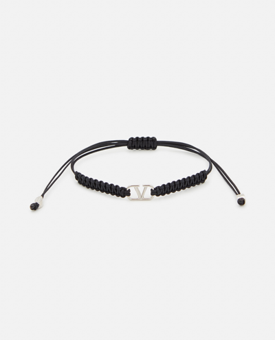 Shop Valentino Garavani Vg Polyester Bracelet In Black