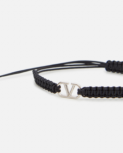 Shop Valentino Garavani Vg Polyester Bracelet In Black