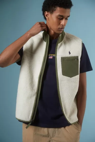 Shop Polo Ralph Lauren Hi-pile Fleece Vest In Cream