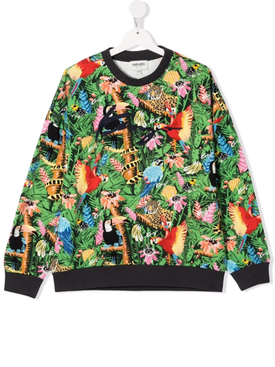 Shop Kenzo Teen Jungle-print Sweatshirt In Green