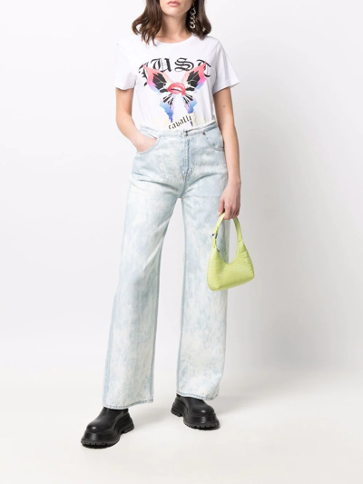 Shop Just Cavalli Butterfly-print Cotton T-shirt In White