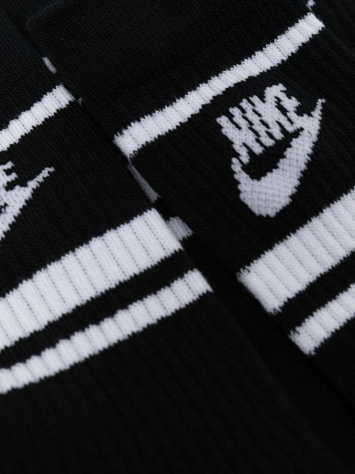 Shop Nike 3 Pack Logo-knit Socks In Black