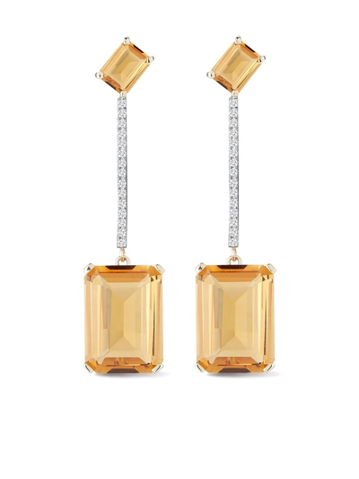 Shop Mateo 14kt Yellow Gold Sunset Citrine And Diamond Earrings