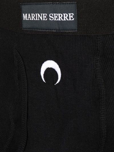 Shop Marine Serre Icon Crescent Moon Logo-embroidered Boxer Shorts In Black