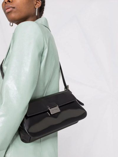 By Far Matilda Semi-patent Leather Shoulder Bag In Black