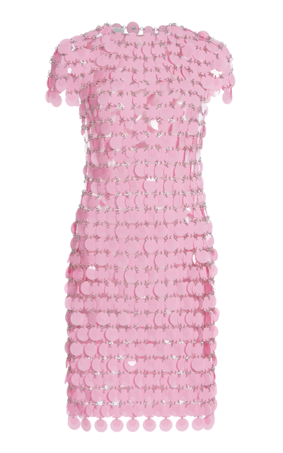 Shop Rabanne Women's Sequined Chainmail Mini Dress In Pink