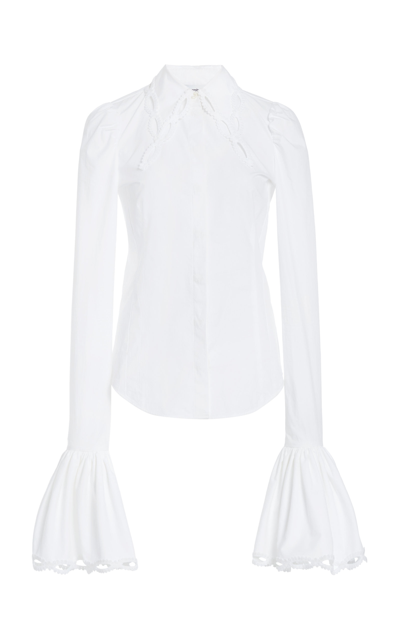 Shop Paco Rabanne Women's Cutout-detail Organic Cotton Poplin Shirt In White
