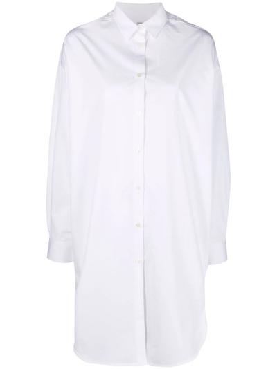 Shop Totême Drop Shoulder Long Shirt In Weiss