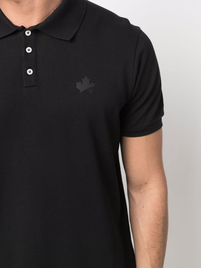 Shop Dsquared2 Logo-print Pointelle-knit Polo Shirt In Schwarz