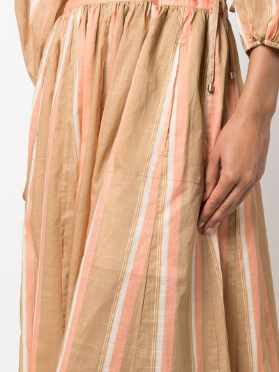 Shop Zimmermann Rosa Striped Midi Skirt In Nude