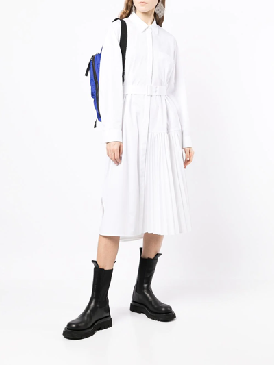 Shop Juunj Belted-waist Shirt Dress In Weiss