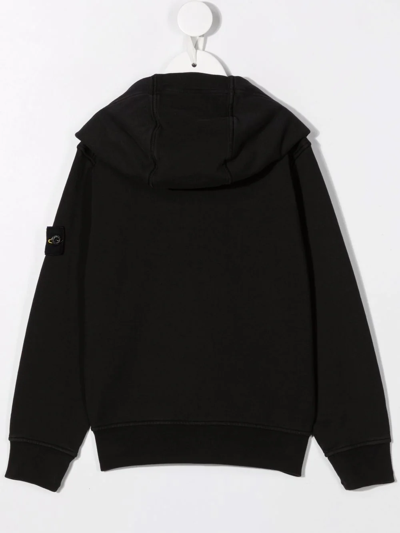 Stone Island Logo-patch Zip-up Hoodie In Schwarz