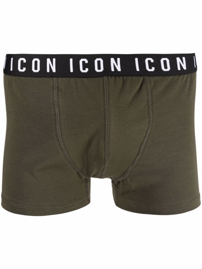 Shop Dsquared2 Logo Waist Boxers In Green