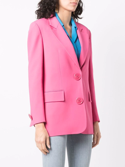 Shop Moschino Decorative Button Blazer In Pink