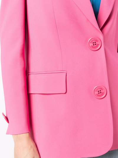 Shop Moschino Decorative Button Blazer In Pink