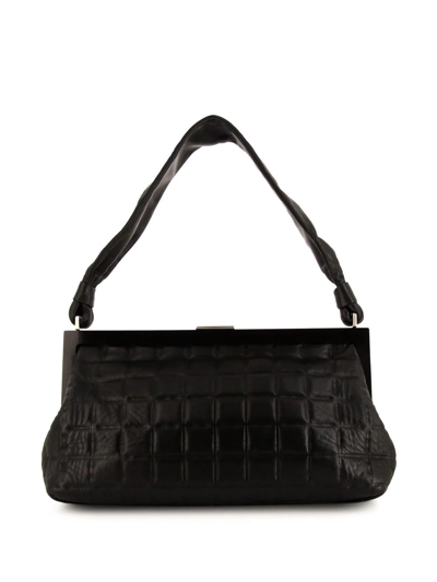 Pre-owned Chanel Choco Bar Metal-frame Shoulder Bag In Black