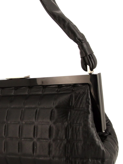 Pre-owned Chanel Choco Bar Metal-frame Shoulder Bag In Black