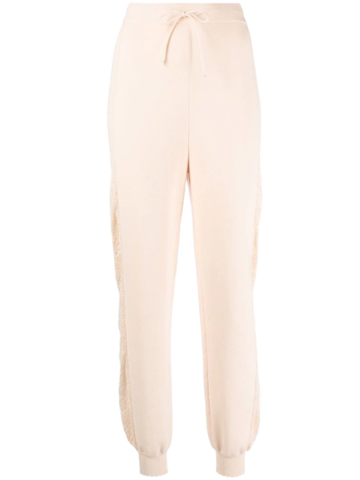 Shop Boutique Moschino Knitted Track Pants In Neutrals