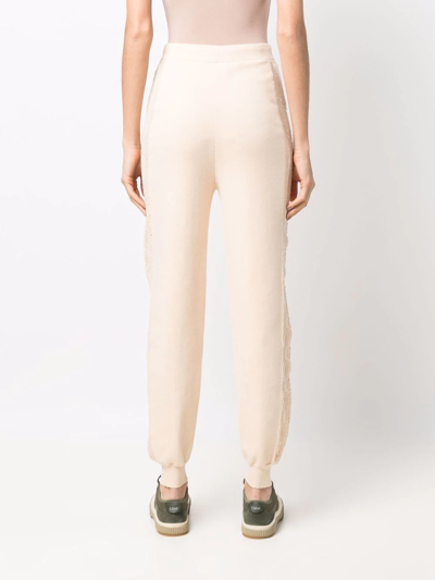 Shop Boutique Moschino Knitted Track Pants In Neutrals