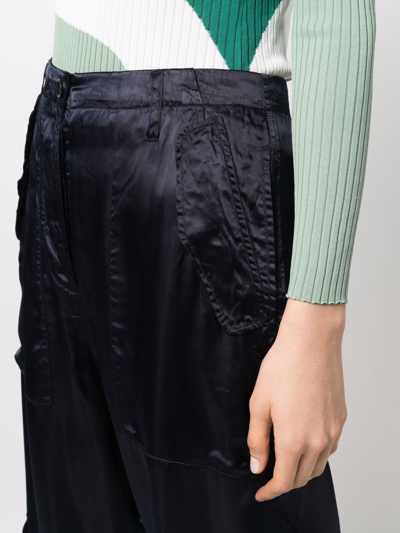 Shop Aspesi Cropped Wide-leg Trousers In Blue