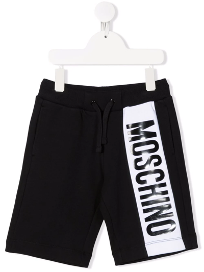 Shop Moschino Logo-print Track Shorts In Black