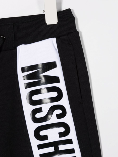 Shop Moschino Logo-print Track Shorts In Black