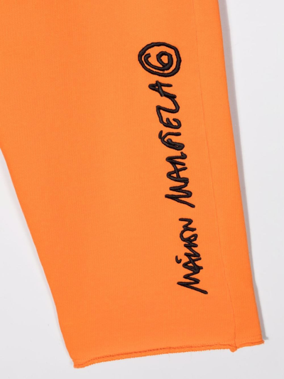 Shop Mm6 Maison Margiela Logo-print Joggers In Orange