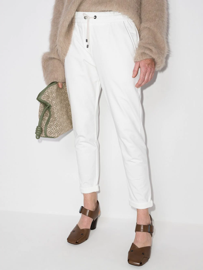 Shop Brunello Cucinelli Cropped Track Pants In Weiss