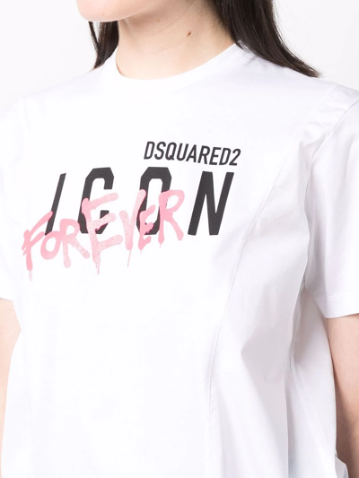 Shop Dsquared2 Icon Forever Drawstring T-shirt In Weiss