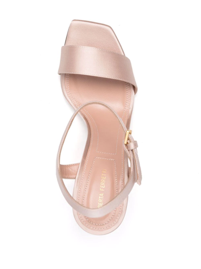 Shop Alberta Ferretti Metallic Tapered-heel Sandals 105mm In Rosa