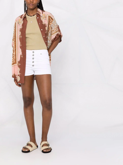 Shop Dondup Gemstone-embellished High-waisted Shorts In Weiss