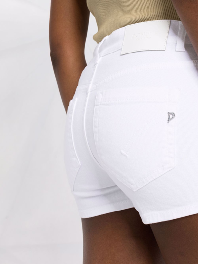 Shop Dondup Gemstone-embellished High-waisted Shorts In Weiss