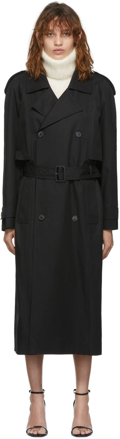 Shop Saint Laurent Black Trench Coat In 1000 Black