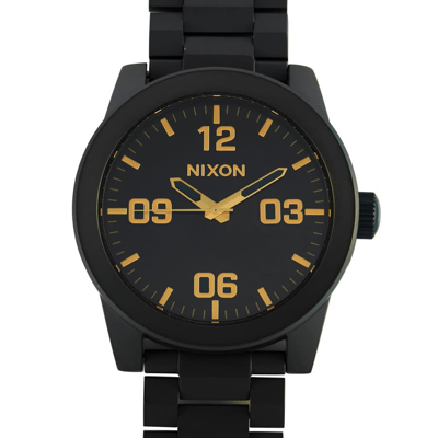 Shop Nixon Corporal Quartz Black Dial Mens Watch A346-1041-00 In Black,gold Tone