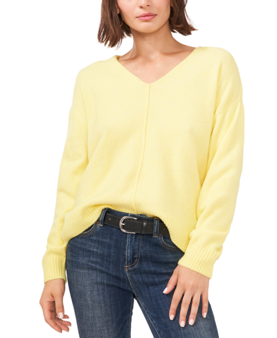 Shop Vince Camuto V-neck Sweater In Yellow Pear