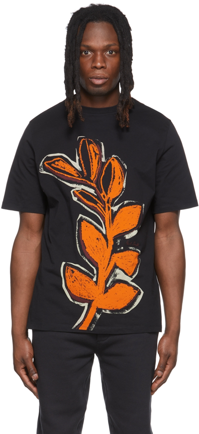 Shop Paul Smith Black Leaf Sketch T-shirt In 79 Blacks