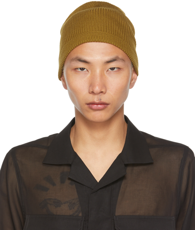 Shop Rick Owens Tan Wool Ribbed Beanie In 72 Sulphate