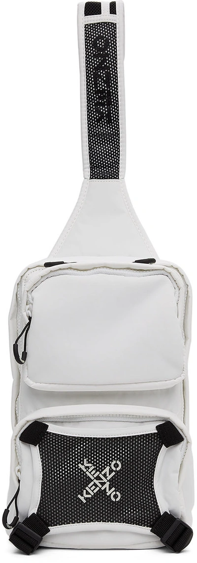 Shop Kenzo White One Shoulder Sport Backpack In 01 - White