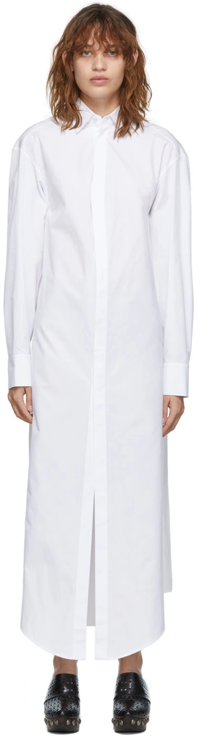 Shop Alaïa White Shirt Long Dress In 000 White