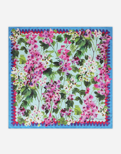 Shop Dolce & Gabbana Bluebell-print Twill Scarf (70 X 70) In Multicolor