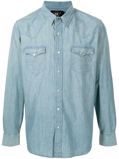 Shop Ralph Lauren Rrl Classic Collar Denim Shirt In Blue