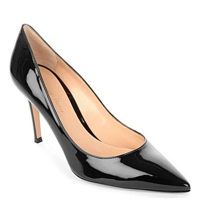 Shop Gianvito Rossi Bari 85 Patent-leather Court Shoes In Black