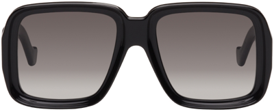 Shop Loewe Black Square Sunglasses In 01b Shiny Black / G